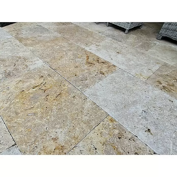 Antikmarmorfliese Travertin Chiaro - 40,6 x 61 cm, Beige, Matt - Detailaufnahme