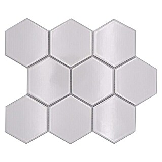 Mosaikfliese Hexagon Uni HX 100 (25,6 x 29,55 cm, Weiß, Glänzend)