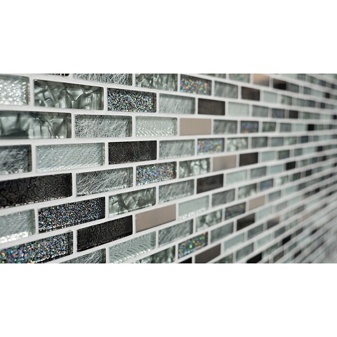 Mosaikfliese Verbund Crystal Mix XCM IL017 (29,8 x 30,4 cm, Grau/Schwarz, Glänzend)