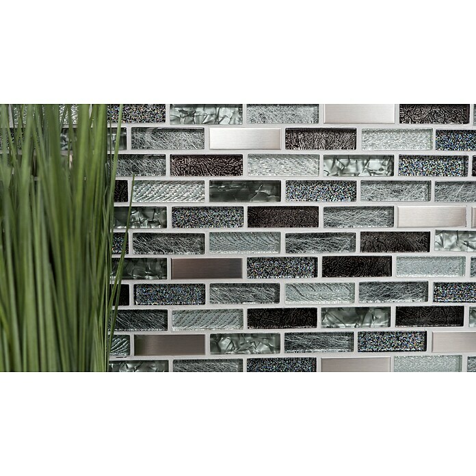 Mosaikfliese Verbund Crystal Mix XCM IL017 (29,8 x 30,4 cm, Grau/Schwarz, Glänzend)