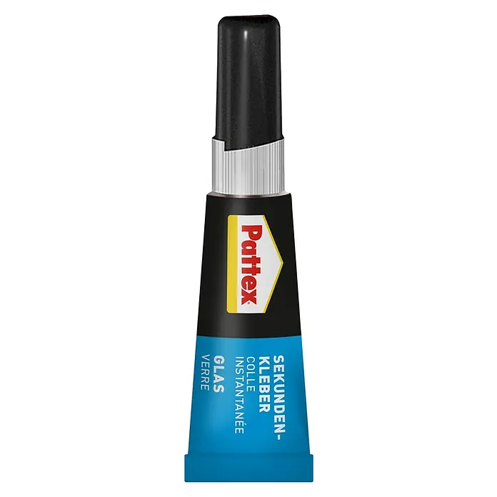 Pattex Sekundenkleber Glas Flüssig - 3 g, Flüssig, Tube - Abbildung einer Tube Pattex Sekundenkleber Glas, ideal zum schnellen und dauerhaften Kleben von Glasoberflächen.
