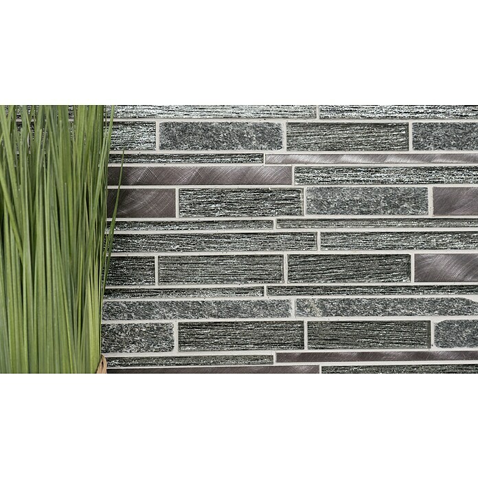 Mosaikfliese Verbund Crystal Mix XAM GV84 (29,8 x 31 cm, Schwarz, Glänzend)