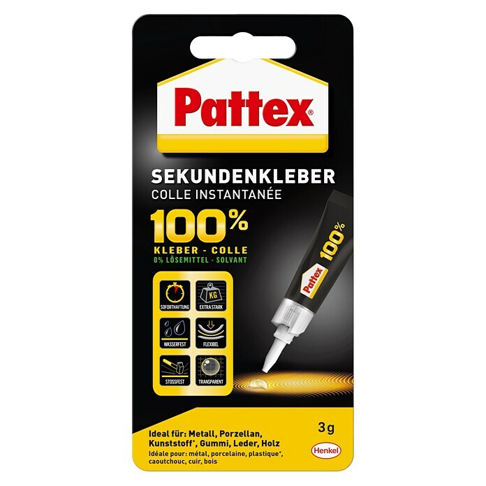 Pattex 100% Sekundenkleber (Gelartig, 3 g, Tube)