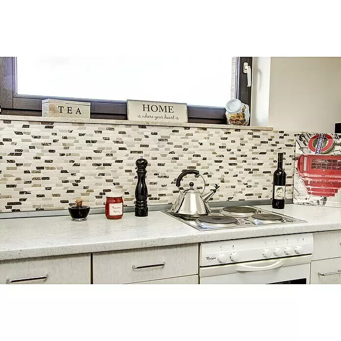 Mosaikfliese MOS BRICK 195KBM - 30,5 x 30,5 cm, Braun/Weiß, Matt - Stimmungsaufnahme