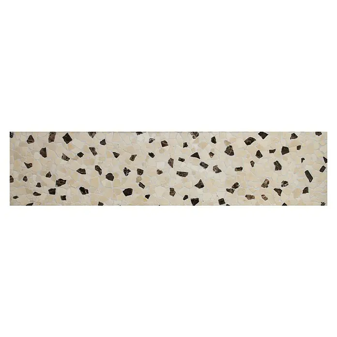 Mosaikfliese Mix CIOT 30/190KBM - 30,5 x 30,5 cm, Braun/Weiß, Matt - Detailansicht einer dekorativen Terrazzo-Fliese mit hellen und dunklen Gesteinsfragmenten, ideal für moderne Innenräume.