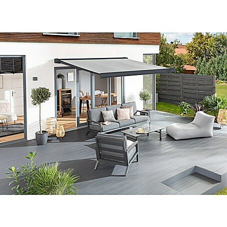 Sunfun Vollkassettenmarkise Elba (Grau, Farbe Gestell: Anthrazitgrau, Breite: 3 m, Ausfall: 2,5 m)