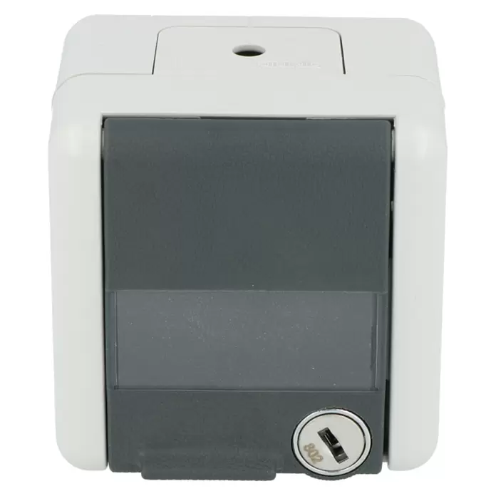 Jung WG 800 Feuchtraum-Steckdose 820NAWSL - Anthrazit/Grau, 1-fach, Aufputzmontage, IP44