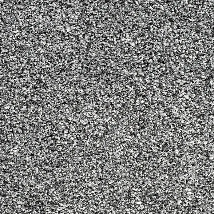 Teppichboden Meterware Valeria - Breite: 500 cm, Velours, 100 % Polypropylen, Anthrazit - Nahaufnahme eines grauen Teppichs mit dichter Textur, ideal für gemütliche Wohnräume und zur Schalldämmung.