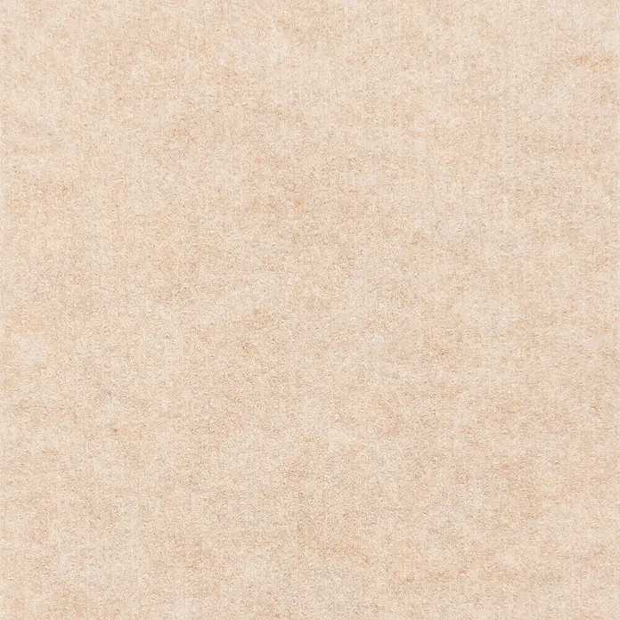 Nadelfilz Meterware Zypern - Breite: 400 cm, 100 % Polypropylen, Beige - Eine Nahaufnahme einer beigen Filzoberfläche, die eine weiche, gleichmäßige Textur für Bastelarbeiten oder Hintergründe bietet.
