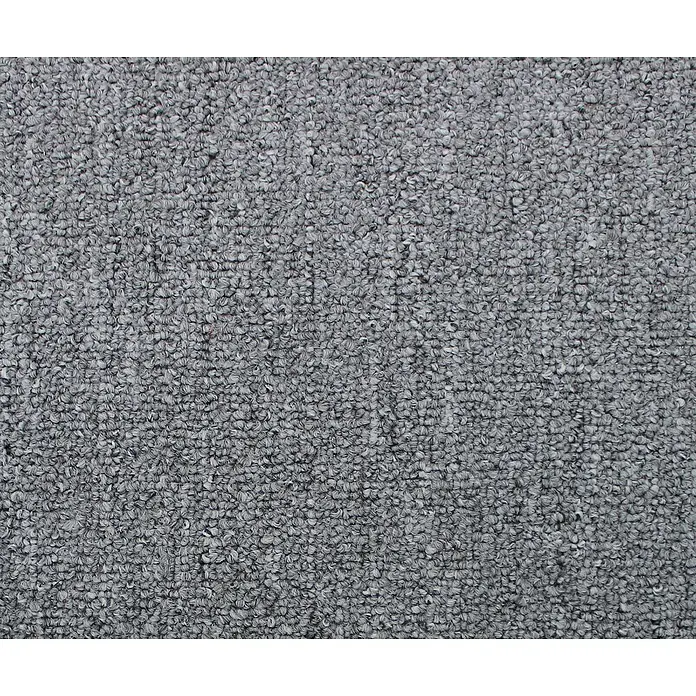 Teppichboden Meterware Nelio - Breite: 400 cm, Schlinge, 100 % Polypropylen, Grau - Nahaufnahme eines grauen Teppichs mit dichter, strukturierter Oberfläche.