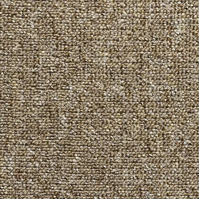Teppichboden Meterware Liam - Breite: 500 cm, Schlinge, 100 % Polypropylen, Braun - Nahaufnahme einer braun-beigen Schlingenflorteppich-Textur.