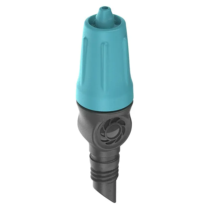 Gardena Micro-Drip Gotero final ajustable - 15 ud., 15 l/h - Primer plano de un gotero final del sistema Micro-Drip de Gardena diseñado para un riego de jardín preciso.