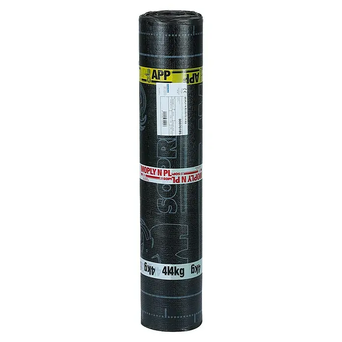 Soprema Lámina asfáltica Moply N Plus FV - Otros, Negro, 4 kg - Un rollo de fieltro para techos MOPLY N PLUS FV 4 KG, perfecto para la construcción de techos profesional y una protección confiable contra la intemperie.