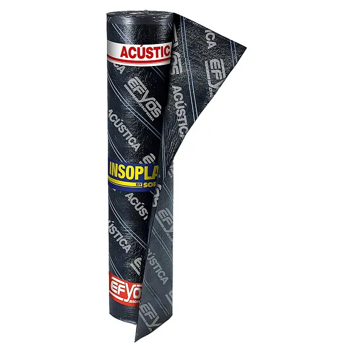 Soprema Lámina asfáltica acústica Insoplast - Negro, 14 m², An x L: 1 x 14 m - Un rollo de material de aislamiento acústico de EFYOS, ideal para insonorizar y mejorar la acústica de la sala.