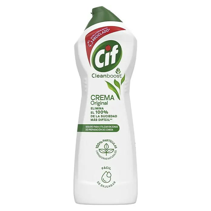 Cif Limpiador concentrado crema Micro Cristales - 750 ml, Botella de cuello inclinado - Una botella de Cif Crema Original con fórmula Cleanboost que elimina el 100% de la suciedad incluso en zonas de preparación de alimentos.