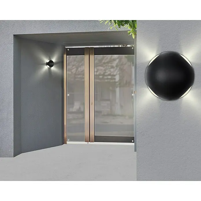 Globo LED-Außenwandleuchte Slice - 4,5 W, 13 x 13 x 10 cm, Schwarz, IP54 - Moderne Außenleuchte mit kugelförmigem Design, die helles Licht abstrahlt und eine stilvolle Atmosphäre schafft. Perfekt für Eingänge und Fassaden.