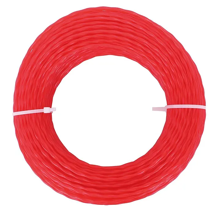 Worx Ersatzspule - Passend für: WORX Rasentrimmer EG161 - Rote Trimmerschnur in einer kreisförmigen Rolle, zusammengehalten durch Kabelbinder. Ideal für präzises Trimmen.