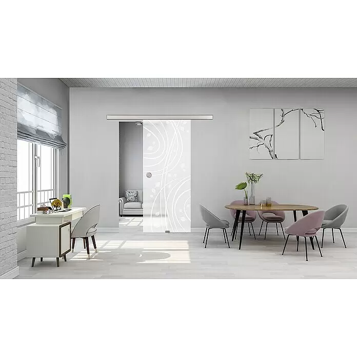 Diamond Doors Glasschiebetür 547 - 935 x 2.058 mm, Einscheibensicherheitsglas (ESG), Milchglas - Stimmungsaufnahme