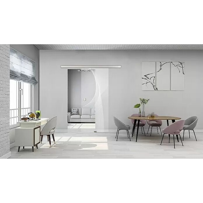 Diamond Doors Glasschiebetür 634 - 935 x 2.058 mm, Einscheibensicherheitsglas (ESG), Klarglas - Stimmungsaufnahme