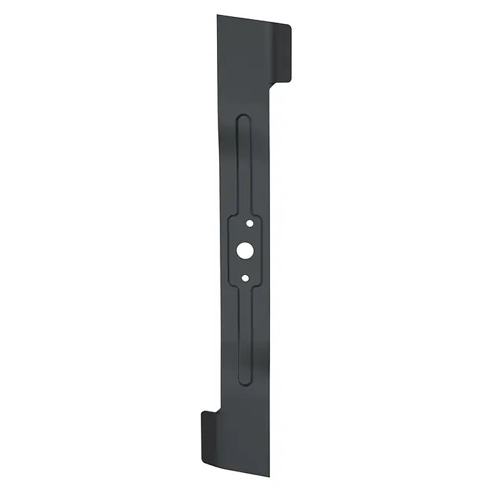 Worx Ersatzmesser für Rasenmäher - Worx ENVIRO Akku-Rasenmäher EG758, 1 Stk. - Bild einer Rasenmäherklinge aus Metall mit einer zentralen Montagebohrung und angeschrägten Enden.