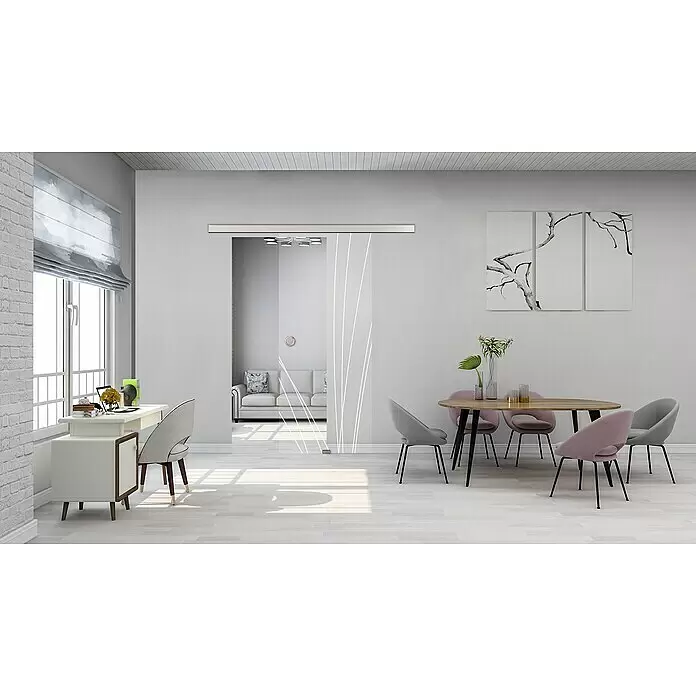 Diamond Doors Glasschiebetür 559 - 935 x 2.058 mm, Einscheibensicherheitsglas (ESG), Klarglas - Stimmungsaufnahme