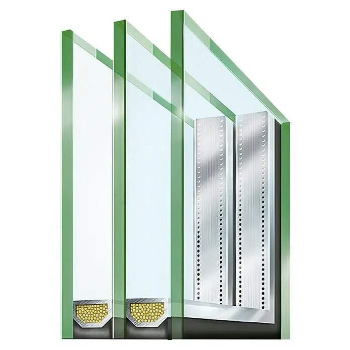 Haustür Smart KS-108 - 110 x 210 cm, DIN Anschlag: Rechts, Verkehrsweiß - Dreifachverglasung im Querschnitt mit Abstandshaltern, die eine hervorragende Wärme- und Schalldämmung bieten. Ideal für energieeffiziente Gebäude.