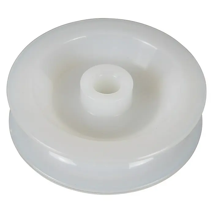 Stabilit SeilrolleDurchmesser: 60 mm, Für Seildurchmesser: 10 mm, Polyamid - Weiße Kunststoff-Riemenscheibe mit mittiger Bohrung, ideal für verschiedene Anwendungen.