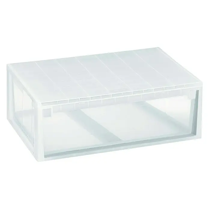 Terry Caja de almacenaje Light Drawer XL - L x An x Al: 39 x 59,6 x 21,3 cm - Caja de almacenamiento blanca para zapatos, ideal para un almacenamiento ordenado y una fácil organización en el armario.