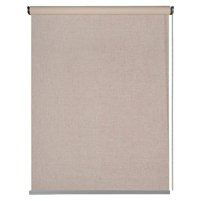 Estor enrollable opaco Textura - An x Al: 80 x 250 cm, Lino - Primer plano de un estor enrollable beige, que muestra un diseño sencillo y elegante y funcionalidad para la decoración de ventanas.