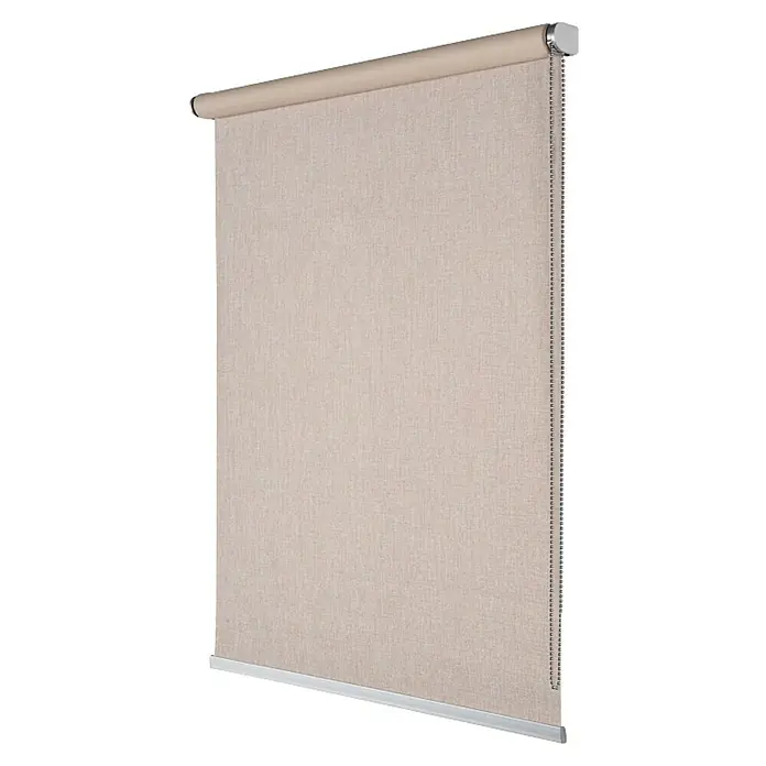Estor enrollable opaco Textura - An x Al: 80 x 250 cm, Lino - Estor enrollable beige con control de cadena. Diseño sencillo para decoración de ventanas, ideal para control de luz y privacidad.