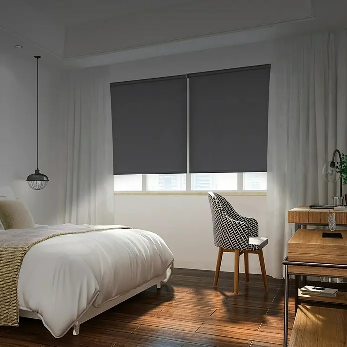 Estor enrollable opaco Night - An x Al: 180 x 250 cm, Gris - Persianas enrollables grises en el dormitorio, que ofrecen privacidad y oscuridad. Un detalle elegante que oscurece y realza la estancia.