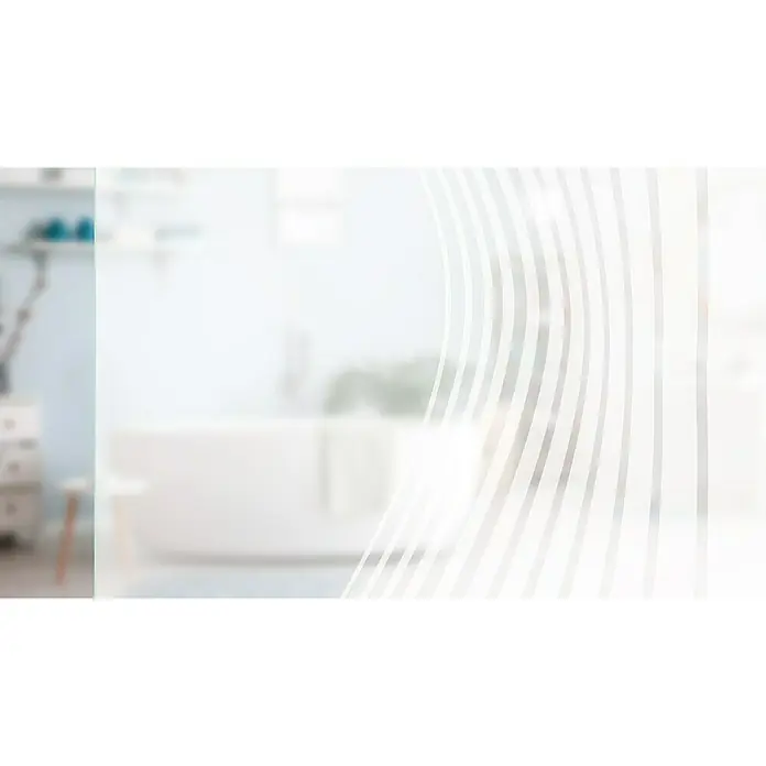 Diamond Doors Glasschiebetür 543 - 935 x 2.058 mm, Einscheibensicherheitsglas (ESG), Milchglas - Badezimmer-Interieur mit weißer Badewanne, minimalistischem Design und sanften Farbtönen, die eine entspannende Atmosphäre schaffen.\n