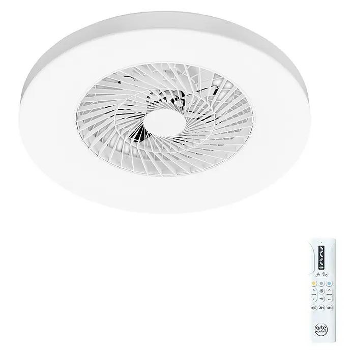 Arte confort Ventilador de techo Bianca - Blanco, 58,5 cm, 17 W, Blanco neutro - Lámpara de techo blanca moderna con ventilador integrado y control remoto para un ambiente confortable.