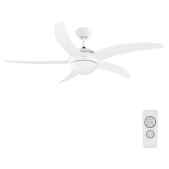 Arte confort Ventilador de techo Tahiti - Blanco, 132 cm, 65 W - Ventilador de techo blanco con mando a distancia para ajustar velocidad y luz, brindando confort y ambiente.