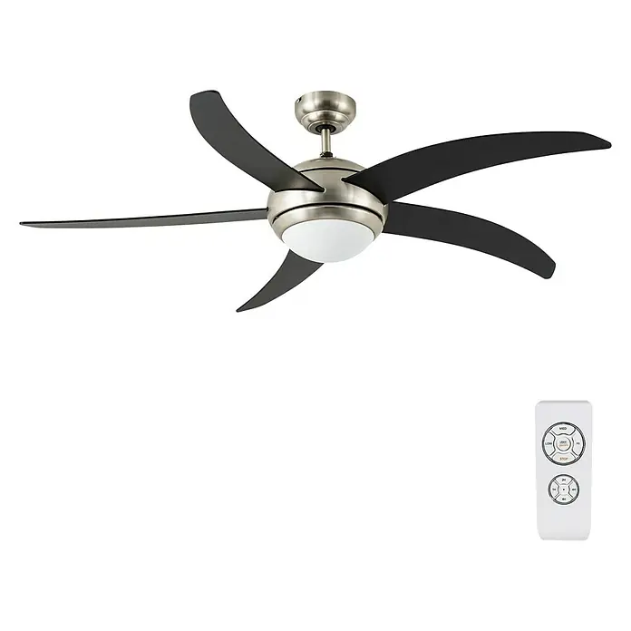 Arte confort Ventilador de techo Tahiti - Negro, 132 cm, 65 W - Ventilador de techo con cinco aspas y control remoto para control personalizado de luz y velocidad del ventilador.