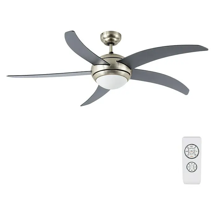 Arte confort Ventilador de techo Tahiti - Plata, 132 cm, 65 W - Ventilador de techo de cinco aspas con mando a distancia. Diseño moderno que se adapta perfectamente a cualquier habitación.