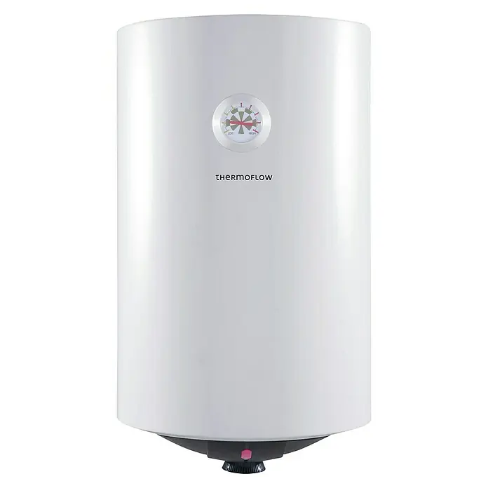 Thermoflow Warmwasserspeicher DS 30 - 30 l, Temperaturbereich: 30 °C - 75 °C - Produktansicht des Thermoflow Warmwasserspeichers mit Temperaturanzeige und Einstellknopf.