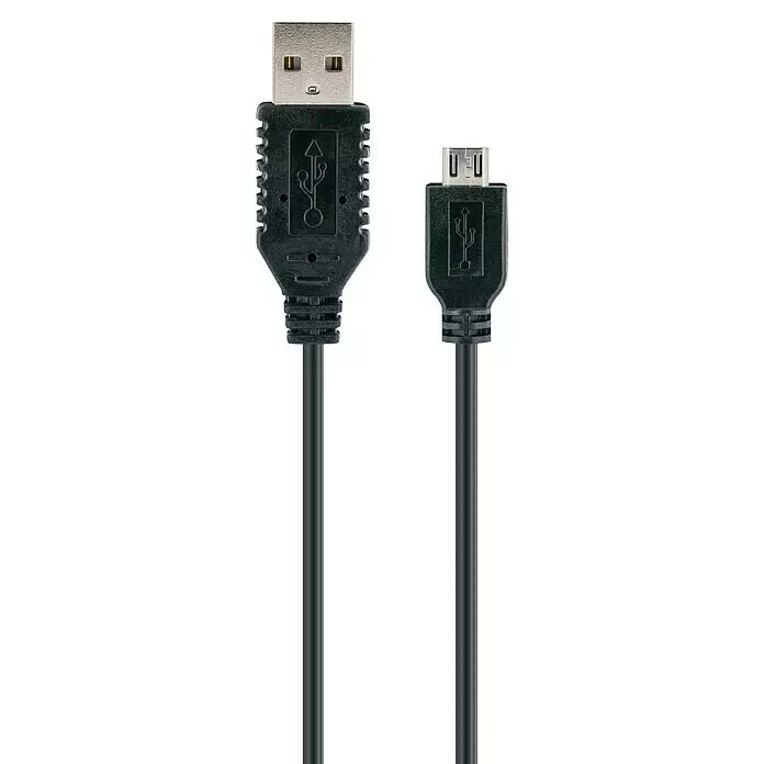 Schwaiger USB-Ladekabel - Schwarz, Länge: 0,5 m, USB A-Stecker, USB Micro-B-Stecker - Detailaufnahme