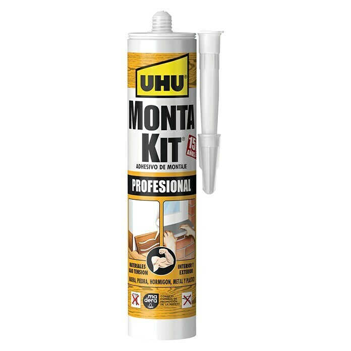 UHU Adhesivo para montaje Monta kit Profesional (Beige/Blanco, 350 g)