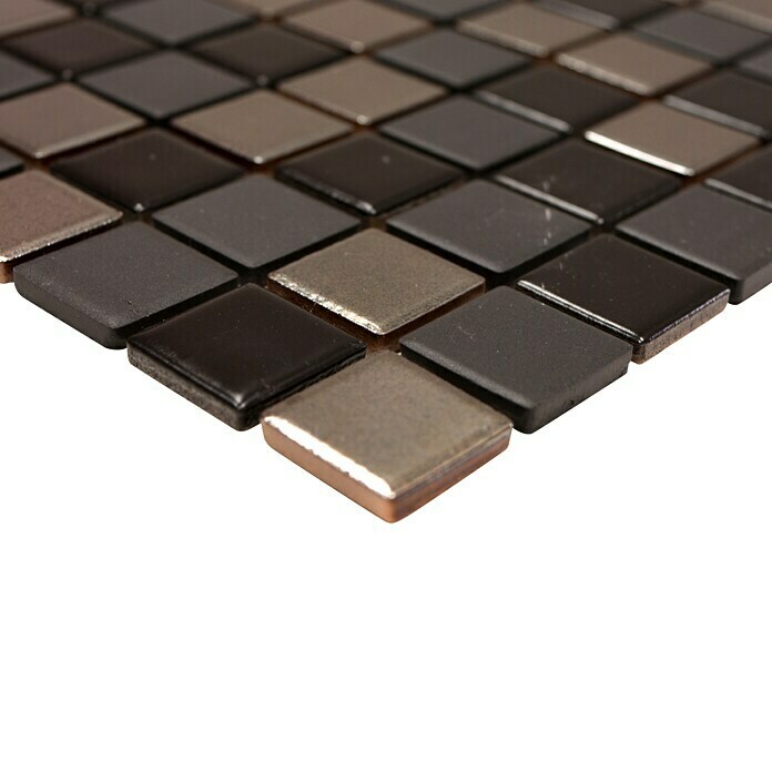 Mosaikfliese Quadrat TRS BLS (32,6 x 30 cm, Schwarz/Silber, Matt)