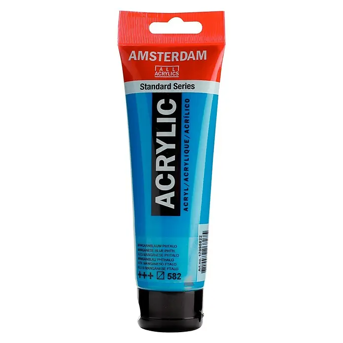 Talens Amsterdam Pintura acrílica Standard - Azul manganeso, 120 ml, Tubo - Tubo de pintura Amsterdam All Acrylics Standard Series en Azul Manganeso Ftalo, perfecto para artistas y aficionados.