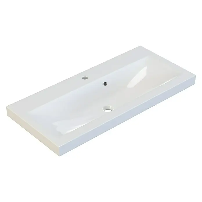 Camargue Espacio Einbauwaschbecken Olex - 100 x 46 cm, Weiß - Elegantes, rechteckiges Waschbecken aus glänzend weißer Keramik, ideal für moderne Badezimmerdesigns.