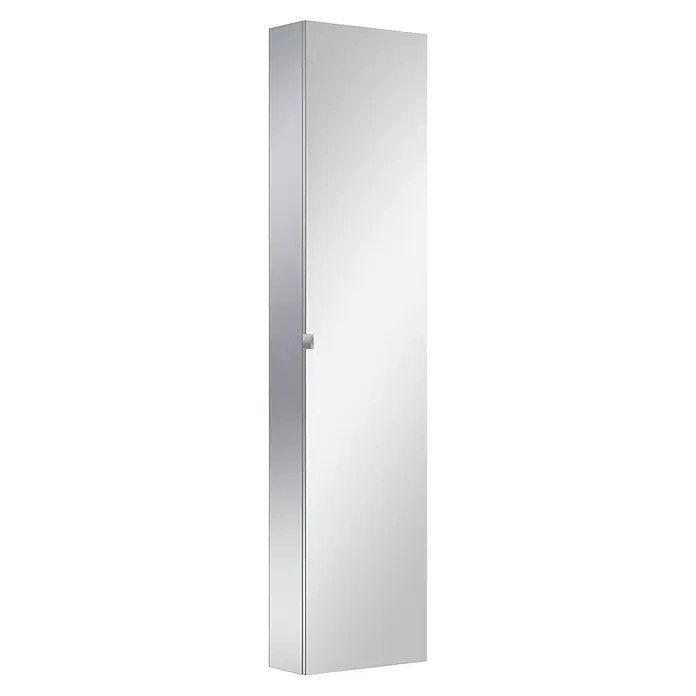 Camargue Espacio Spiegel-Hochschrank - 40 x 17 x 170 cm - Silberner Spiegelschrank mit minimalistischem Design für Badezimmer oder ähnliche Räume. Praktische und elegante Aufbewahrungslösung.