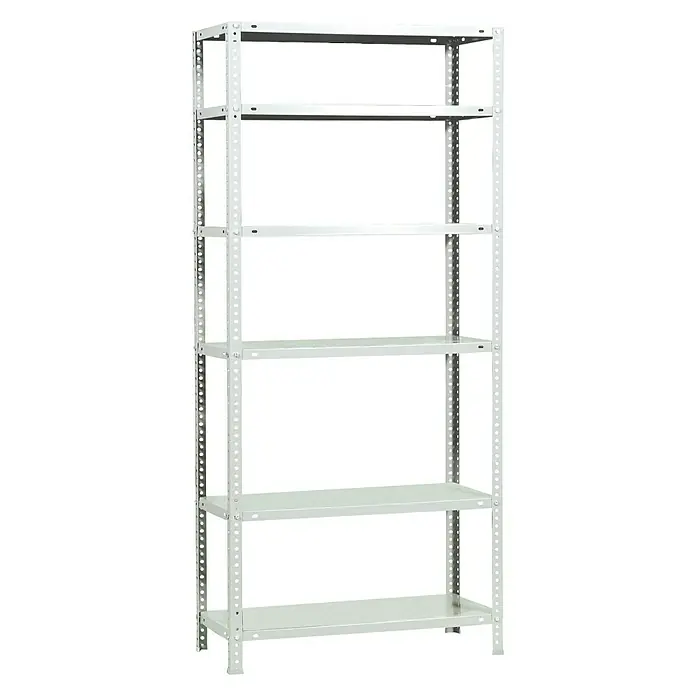 Simonrack Simonclassic Metallregal Advantage - H x B x T: 200 x 90 x 30 cm, Traglast pro Boden: 75 kg, Anzahl Böden: 6 Stk., Schrauben, Weiß - Silbernes Metallregal mit fünf Ablagen, ideal für Lagerung und Organisation. Robustes Design für vielseitige Einsatzmöglichkeiten.