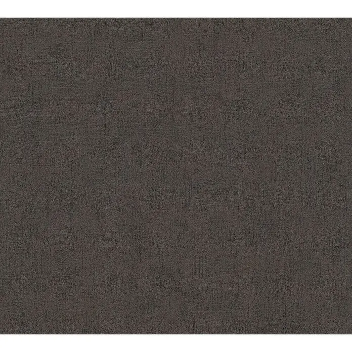 A.S. Création Titanium 3 Vliestapete - Dunkles Schwarz, Uni, 10,05 x 0,53 m - Das Bild zeigt eine Nahaufnahme eines dunkelbraunen Stoffes mit einer feinen, unregelmäßigen Textur, die an Leinwand erinnert und eine subtile Eleganz ausstrahlt.