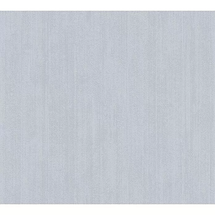A.S. Création Attractive Vliestapete - Pastellblau, Uni, 10,05 x 0,53 m - Hellgraue strukturierte Oberfläche mit subtilem vertikalem Linienmuster.