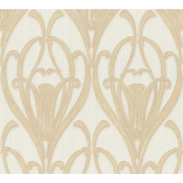 AS Creation Mata Hari Vliestapete Barock (Weiß/Gold, Ornament, 10,05 x 0,53 m)