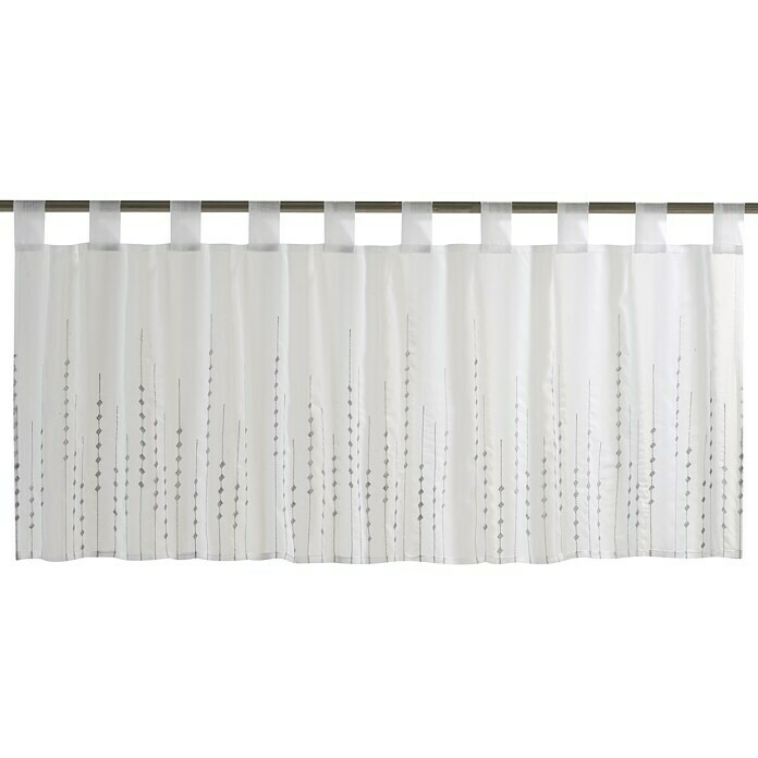 Elbersdrucke Bistrogardine Helio (140 x 48 cm, 100 % Polyester, Bestickt,  Weiß/Grau) | BAUHAUS