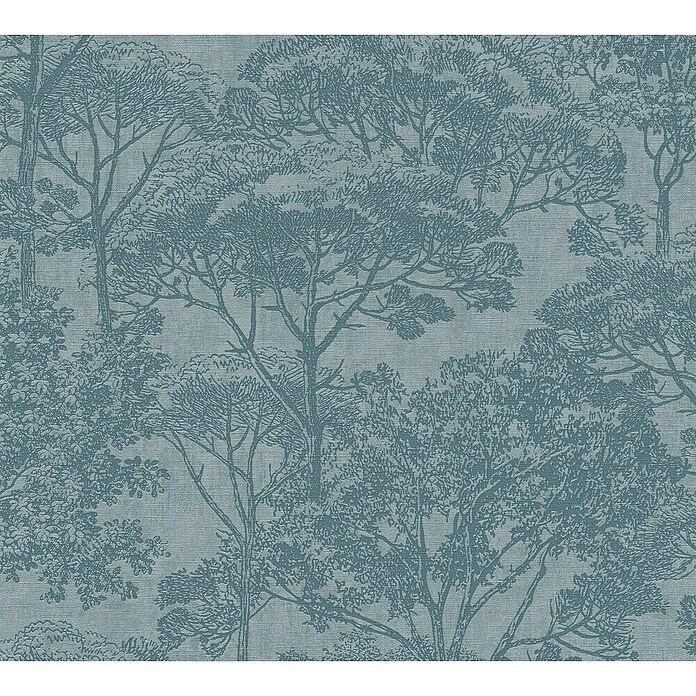 AS Creation Cuba Vliestapete Wald (Blau, Floral, 10,05 x 0,53 m)