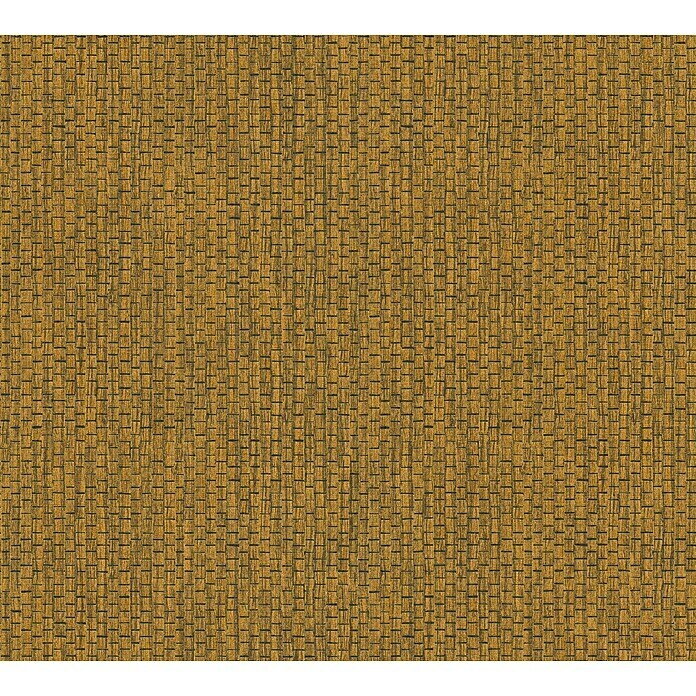 A.S. Création Hygge 2 Vliestapete Bambusstruktur (Gelb/Gold, Uni, 10,05 x 0,53 m)